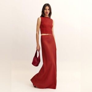 Reformation Callie Cotton Ribbed Sweater Tank in Sundried Tomato, Size M